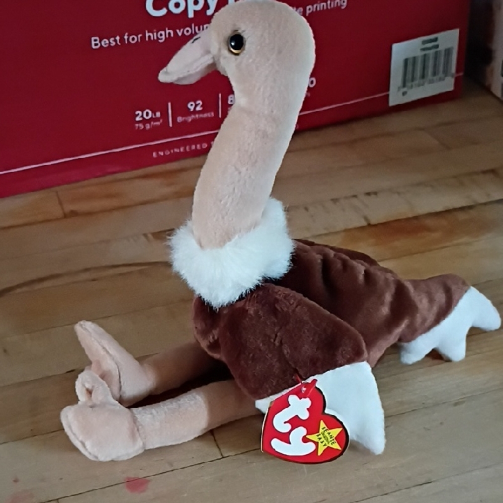 Ty Plush Ostrich with Brown and Cream Colors